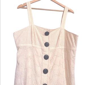 Kenzie Cream Eyelet Button Down Tank Top 14